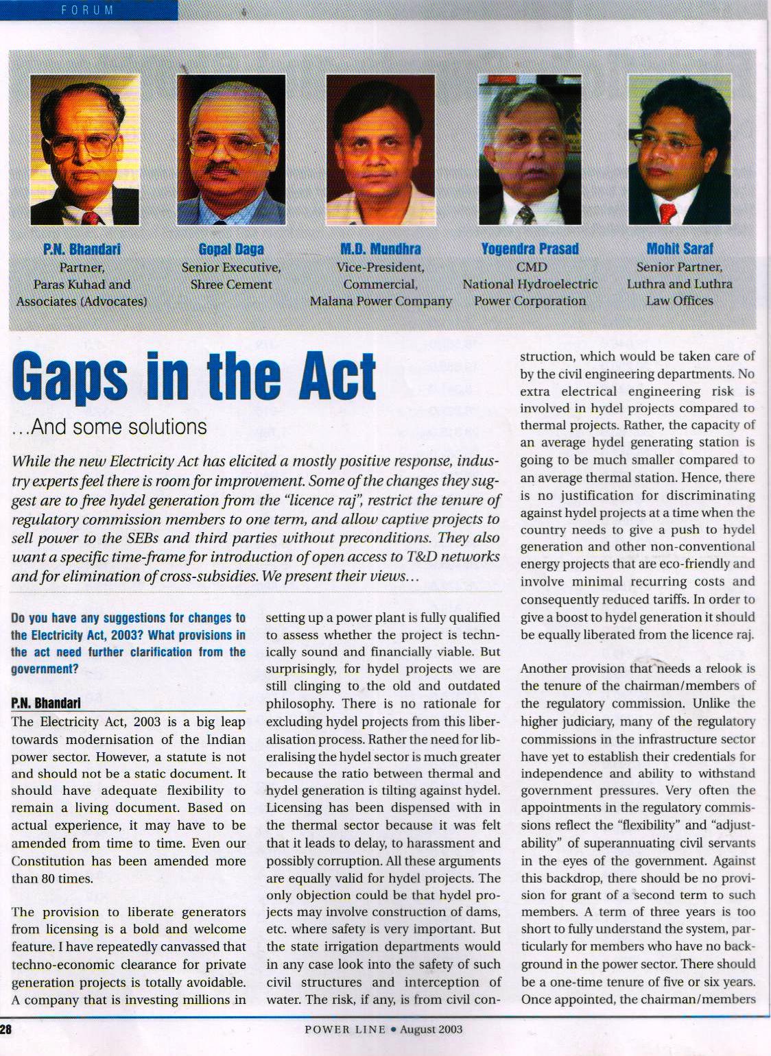 Gaps in the Act